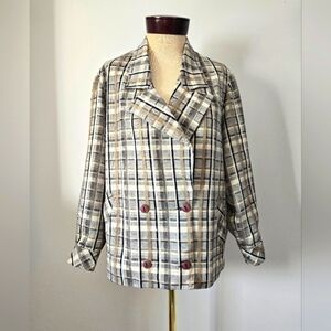Rosecrest By Hudson Vintage Plaid Double-Breasted Women's Jacket. MED